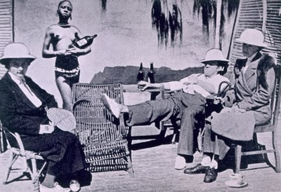 Afternoon Tea at Judge Wiggins, from Through Darkest Pondelayo: An account of the adventures of two English ladies on a Cannibal Island, by Joan Lindsay, 1936 by English Photographer